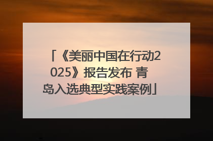 《美丽中国在行动2025》报告发布 青岛入选典型实践案例