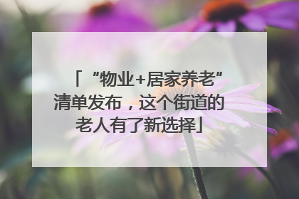 “物业+居家养老”清单发布，这个街道的老人有了新选择