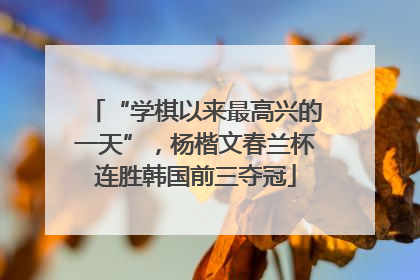 “学棋以来最高兴的一天”，杨楷文春兰杯连胜韩国前三夺冠