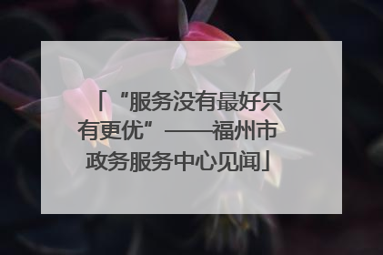 “服务没有最好只有更优”——福州市政务服务中心见闻