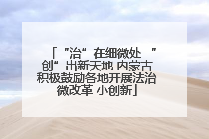 “治”在细微处 “创”出新天地 内蒙古积极鼓励各地开展法治微改革 小创新