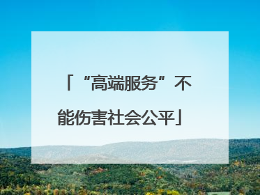 “高端服务”不能伤害社会公平
