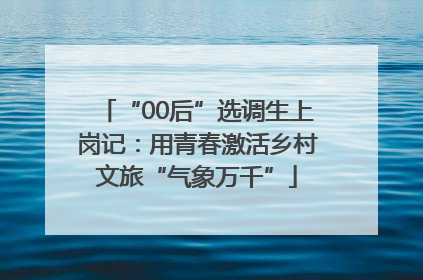 “00后”选调生上岗记：用青春激活乡村文旅“气象万千”