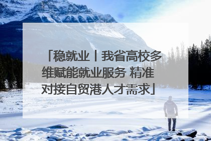 稳就业丨我省高校多维赋能就业服务 精准对接自贸港人才需求