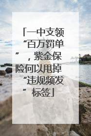 一中支领“百万罚单”，紫金保险何以甩掉“违规频发”标签