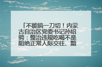 不能搞一刀切！内蒙古自治区党委书记孙绍骋：整治违规吃喝不是阻绝正常人际交往、黯淡人间烟火