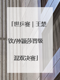 世乒赛｜王楚钦/孙颖莎晋级混双决赛