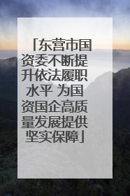 东营市国资委不断提升依法履职水平 为国资国企高质量发展提供坚实保障