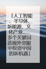 人工智能、半导体、新能源、文化产业……多个关键词透视外资眼中投资中国的新机遇