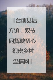 台前县后方镇：双节同辉映初心 织密乡村温情网