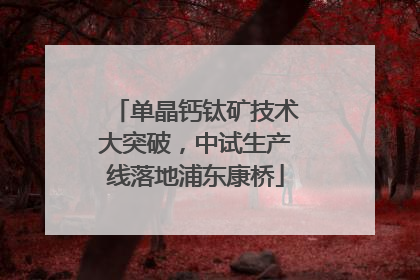 单晶钙钛矿技术大突破，中试生产线落地浦东康桥