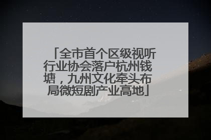 全市首个区级视听行业协会落户杭州钱塘，九州文化牵头布局微短剧产业高地