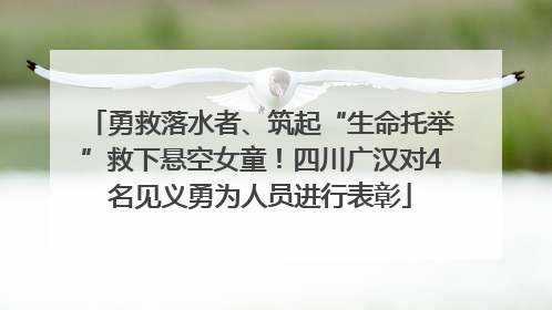 勇救落水者、筑起“生命托举”救下悬空女童！四川广汉对4名见义勇为人员进行表彰