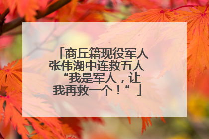 商丘籍现役军人张伟湖中连救五人 “我是军人，让我再救一个！”