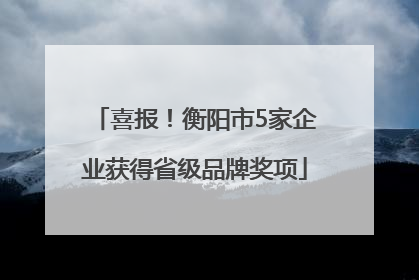 喜报！衡阳市5家企业获得省级品牌奖项