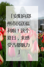 安阳向郑州市民送福利啦！这个夏日，来感受古都魅力