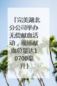 完美湖北分公司举办无偿献血活动，现场献血总量达10700毫升
