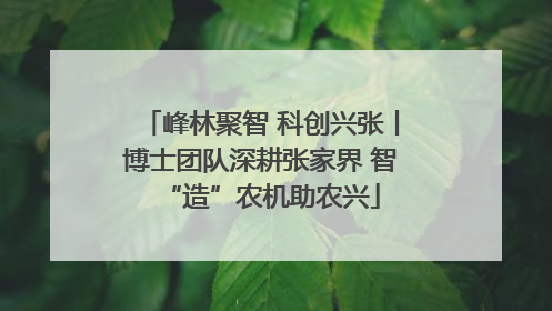 峰林聚智 科创兴张丨博士团队深耕张家界 智“造”农机助农兴