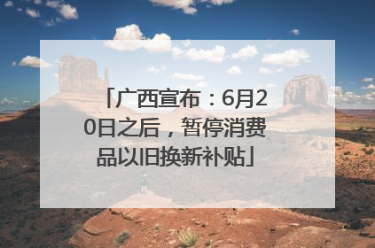 广西宣布：6月20日之后，暂停消费品以旧换新补贴