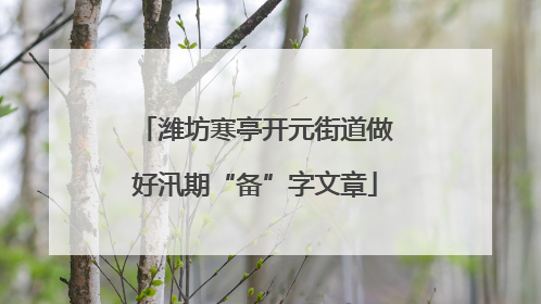 潍坊寒亭开元街道做好汛期“备”字文章