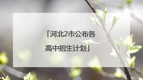 河北2市公布各高中招生计划