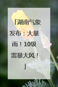 湖南气象发布：大暴雨！10级雷暴大风！