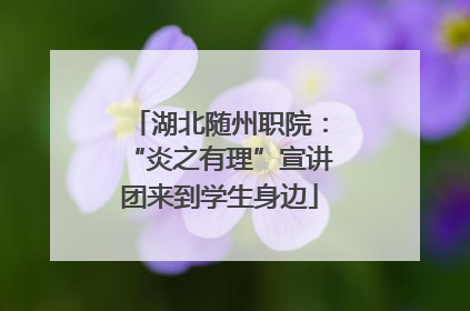 湖北随州职院：“炎之有理”宣讲团来到学生身边