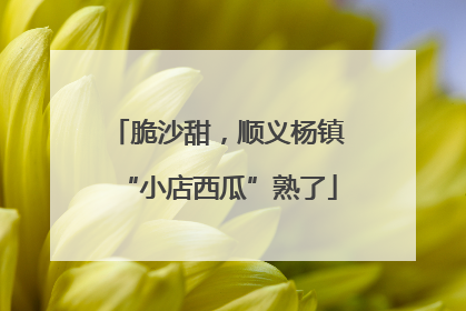 脆沙甜，顺义杨镇“小店西瓜”熟了