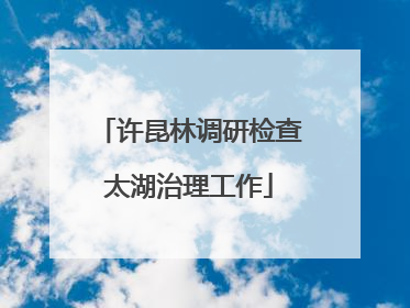 许昆林调研检查太湖治理工作
