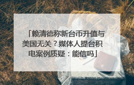 赖清德称新台币升值与美国无关？媒体人提台积电案例质疑：能信吗