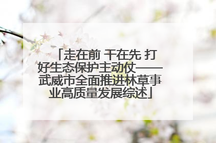 走在前 干在先 打好生态保护主动仗——武威市全面推进林草事业高质量发展综述