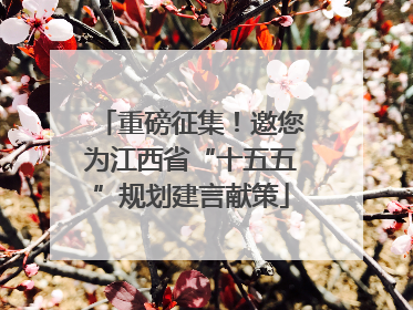 重磅征集！邀您为江西省“十五五”规划建言献策