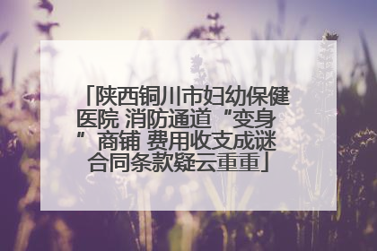 陕西铜川市妇幼保健医院 消防通道“变身”商铺 费用收支成谜 合同条款疑云重重