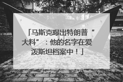 马斯克曝出特朗普“大料”：他的名字在爱泼斯坦档案中！