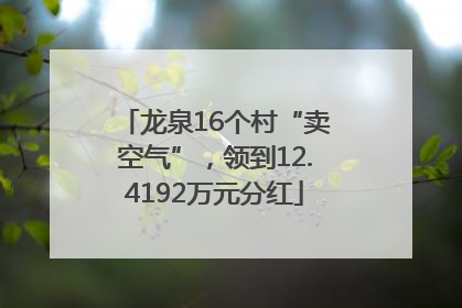 龙泉16个村“卖空气”，领到12.4192万元分红