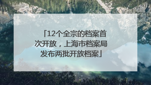 12个全宗的档案首次开放，上海市档案局发布两批开放档案