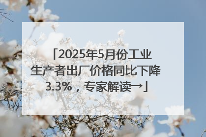 2025年5月份工业生产者出厂价格同比下降3.3%，专家解读→