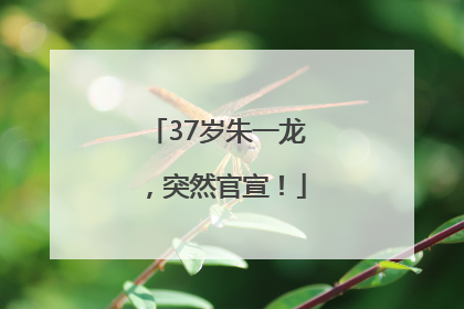 37岁朱一龙，突然官宣！