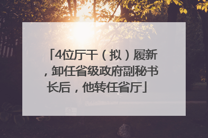 4位厅干（拟）履新，卸任省级政府副秘书长后，他转任省厅