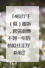 4位厅干（拟）履新，跨省调整不到一年的他拟任正厅新职