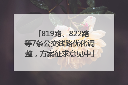 819路、822路等7条公交线路优化调整，方案征求意见中